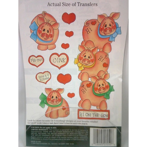 Plaid Rub on Transfers Country Critters 57050 Pigs Vintage 1994 Crafts New - Picture 3 of 3